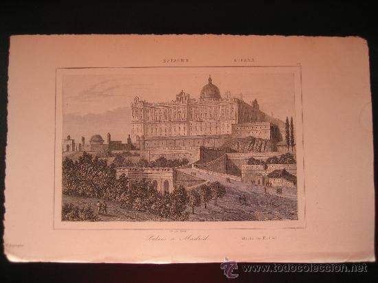 Arte: Grabado de Madrid. Palacio de Oriente, ca. 1850 - Foto 1