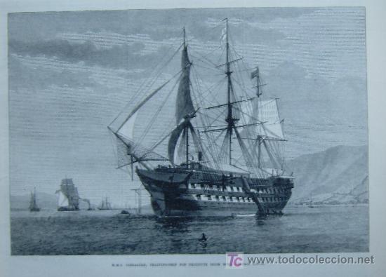Arte: VAPOR GIBRALTAR, BUQUE ESCUELA PARA CHICOS INDIGENTES IRLANDESES, BELFAST (BUQUE BARCO VELERO NAVIO)