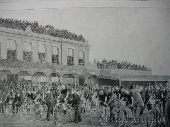 Arte: LONDRES.CICLISTAS.VELOCIPEDOS.CARRERA - Foto 1