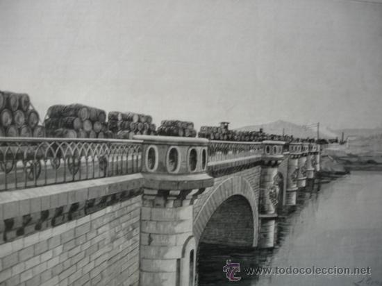 Kunst: PUENTE SOBRE EL BIDASOA.TREN VINOS ESPA&Ntilde;OLES