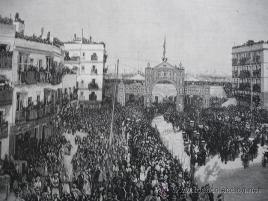 Arte: CADIZ.PLAZA ISABEL II.LLEGADA REAL