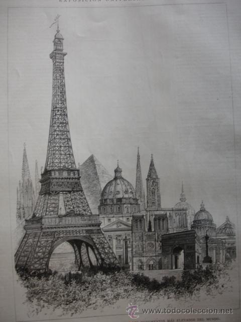 Arte: LA TORRE EIFFEL,COMPARADA EN ALTURA CON OTROS EDIFICIOS - Foto 1