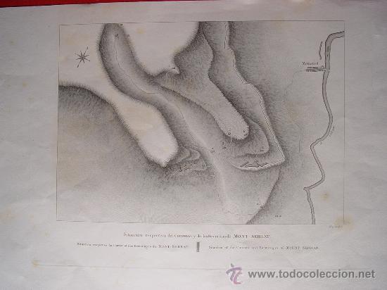 Kunst: Montserrat, plano del convento y ermitas - Grabado original Laborde