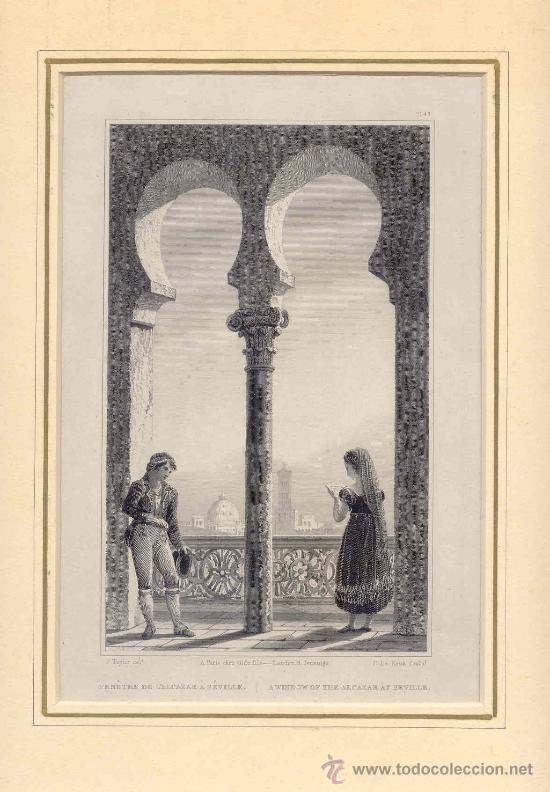 Arte: Espa&ntilde;a. Andalucia. 'Dos jovenes en una ventana del Alcazar de Sevilla'
