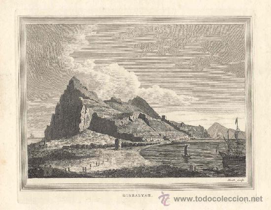 Arte: Pe&ntilde;&oacute;n de Gibraltar - Grabado original de James Heath (1757-1834)