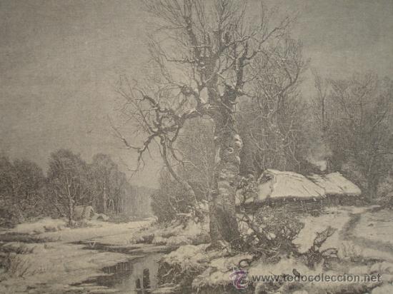 Kunst: PAISAJE DE INVIERNO.KLEVER.LA ILUSTRACION ESPA&Ntilde;OLA.S CALLEJA.1886.18X15