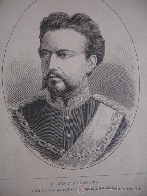 Kunst: LUIS II DE BAVIERA.LA ILUSTRACION ESPA&Ntilde;OLA.S CALLEJA.1886.13X15