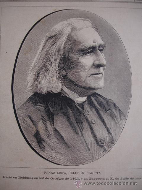 Kunst: FRANZ LISTZ.LA ILUSTRACION ESPA&Ntilde;OLA.S CALLEJA.1886.13X15