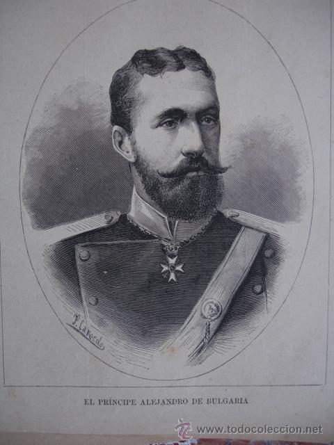 Kunst: PRINCIPE ALRGANDRO DE BULGARIA.LA ILUSTRACION ESPA&Ntilde;OLA.S CALLEJA.1886.13X15