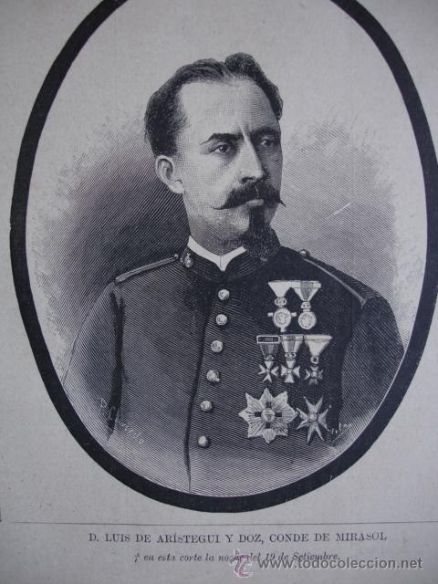 Kunst: LUIS DE ARISTEGUI Y DOZ,CONDE DE MIRASOL.LA ILUSTRACION ESPA&Ntilde;OLA.S CALLEJA.1886.13X15