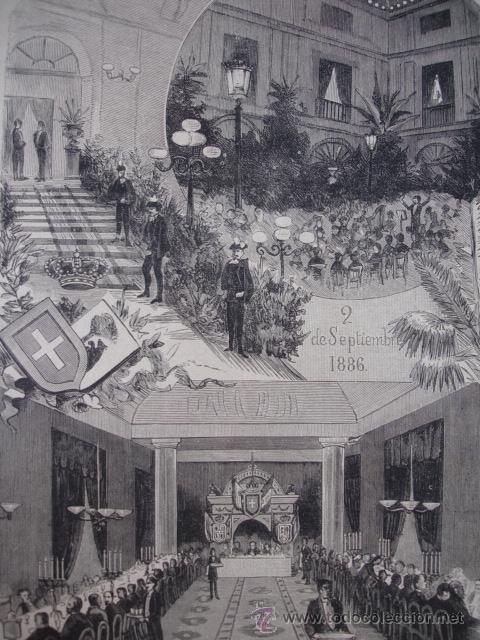 Kunst: MADRID ,VISITA PRENSA ITALIANA.LA ILUSTRACION DE ESPA&Ntilde;A.S CALLEJA.1886.24X17