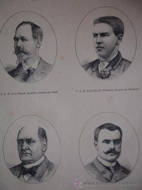 Kunst: PRINCIPES FRANCESES ESPULSADOS.LA ILUSTRACION DE ESPA&Ntilde;A.S CALLEJA.1886.24X17