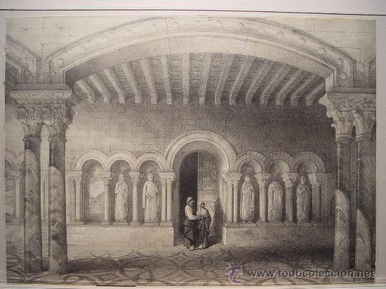 Art: Monasterio de Benev&iacute;vere, Palencia - Litograf&iacute;a original Danjoy 1842