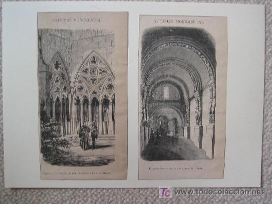 Arte: GRABADO DE 1882 CATEDRAL DE OVIEDO - ASTURIAS