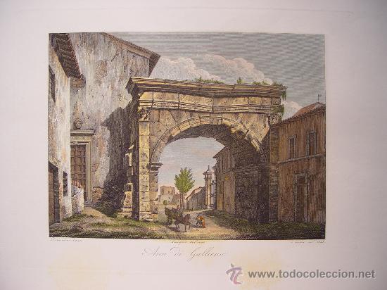 Arte: Italia. &lsquo;Arco di Settimio Severo al Velardo&rsquo;. Por el grabador romano Domenico Amici.