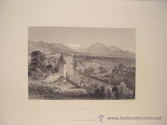 Kunst: Thun, Suiza - Grabado original s. XIX - T. S. Cooper y E. F. Finden