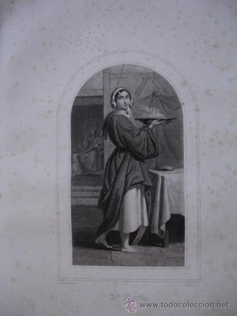 Art: SANTA MARTA.,GRABADO 1853.7.5X13.5 SOBRE PLIEGO DE 17X25.5.VIRGEN.SANTO