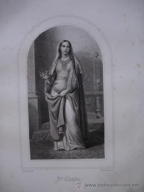Art: SANTA CLOTILDE 1853.7.5X13.5 SOBRE PLIEGO DE 17X25.5.VIRGEN.SANTO