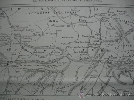 Arte: AFGHANISTAN CONFLICTO  ANGLO RUSO.MAPA