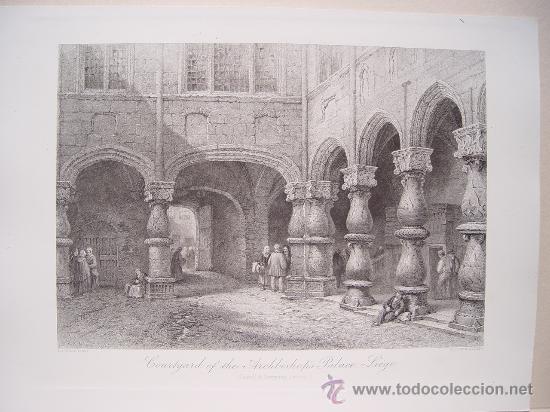 Arte: B&eacute;lgica &lsquo;Courtyard of the Archbishop&acute;s Palace, Liege&rsquo;Pint&oacute; Lewis J. Wood (1813-1901). Gr. J.J.Cr ew