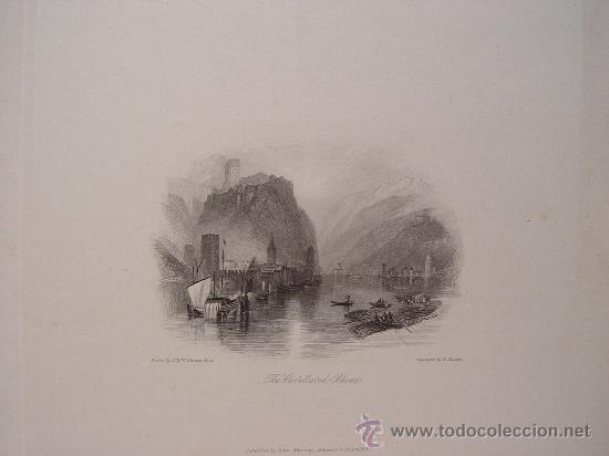 Arte: Alemania. &lsquo;The Castellated Rhine&rsquo;. Grab&oacute; Edward Francis Finden (1791-1857).