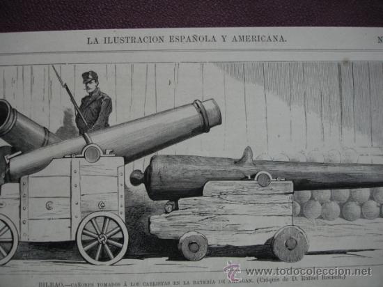 Arte: GUERRA CARLISTA..BILBAO.BATERIA DE ARTAGAN