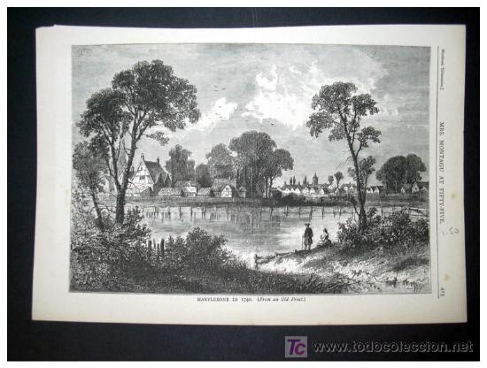 Arte: Grabado de Marylebone - ORIGINAL S.XIX - - Foto 1