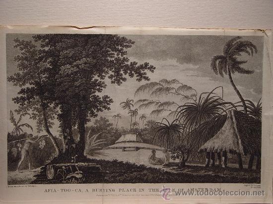 Art: Isla de Amsterdam, Tonga - Grabado original de W. Byrne - Viajes de Cook 1777