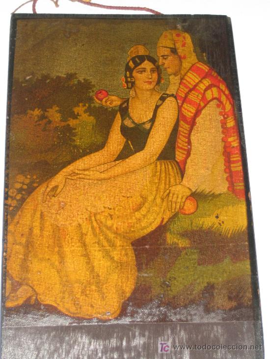 Art: ANTIGUO GRABADO PEGADO SOBRE MADERA - 1800? - MED. 14X22 CM