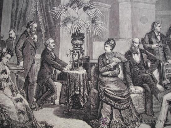Arte: BAYREUTH,WAGNER TOCANDO EL PIANO - Foto 1