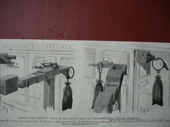 Arte: APARATO FERROCARRILES PARA RECOJER Y DEJAR SACOS POSTALES