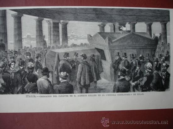 Arte: MILAN,CREMACION ALBERTO KELLER.HORNO CREMATORIO.A&Ntilde;O 1876