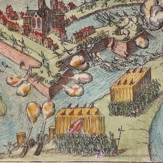 Arte: Grabado de La Batalla de Bommenee de Baudartius, 1616 - Foto 1