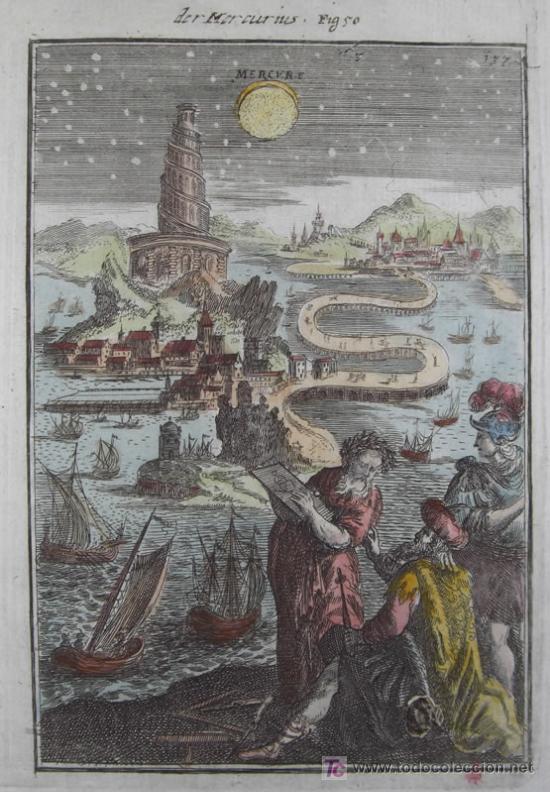 Arte: Grabado El Planeta Mercurio de Mallet, 1685 - Foto 3