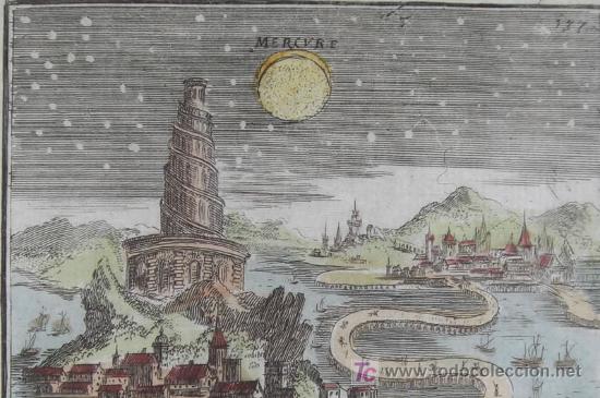 Arte: Grabado El Planeta Mercurio de Mallet, 1685 - Foto 4