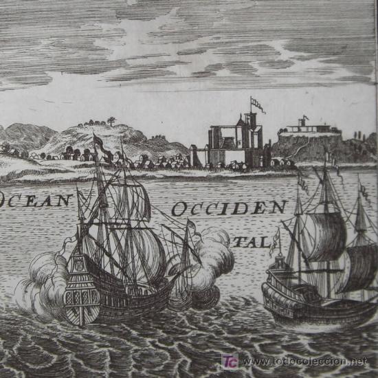 Arte: Grabado &ldquo;Castillo de La Mine&rdquo; de Mallet, 1685 - Foto 1