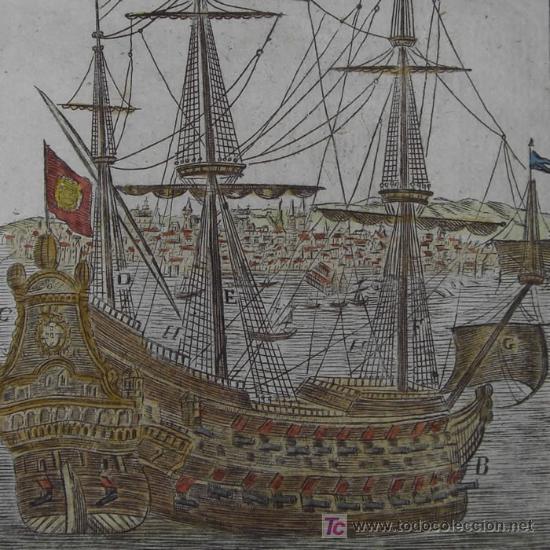 Arte: Grabado &ldquo;Gran barco de vela&rdquo; de Mallet, 1719 - Foto 1