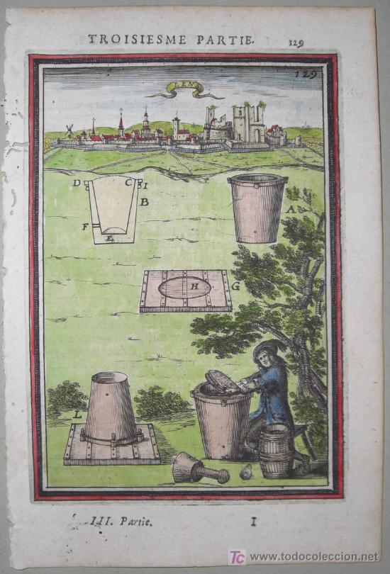 Arte: Grabado de Lens (Francia) de Mallet, 1690 - Foto 2