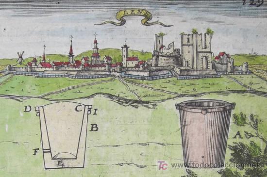 Arte: Grabado de Lens (Francia) de Mallet, 1690 - Foto 3