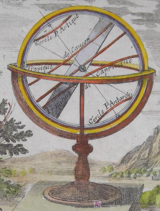 Arte: Grabado &rdquo;Esfera Armilar&rdquo; de Mallet, 1685 - Foto 4