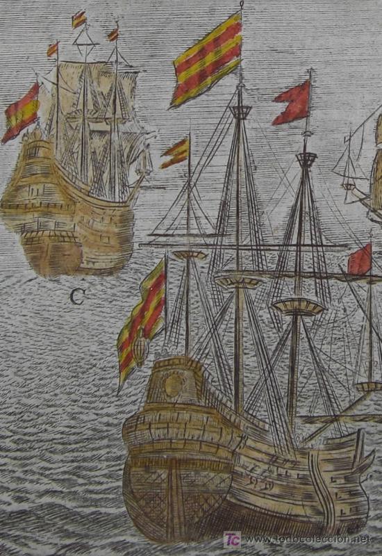 Arte: Grabado &ldquo;Barcos de vela&rdquo; de Mallet, 1719 - Foto 5