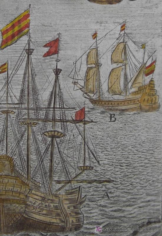 Arte: Grabado &ldquo;Barcos de vela&rdquo; de Mallet, 1719 - Foto 6