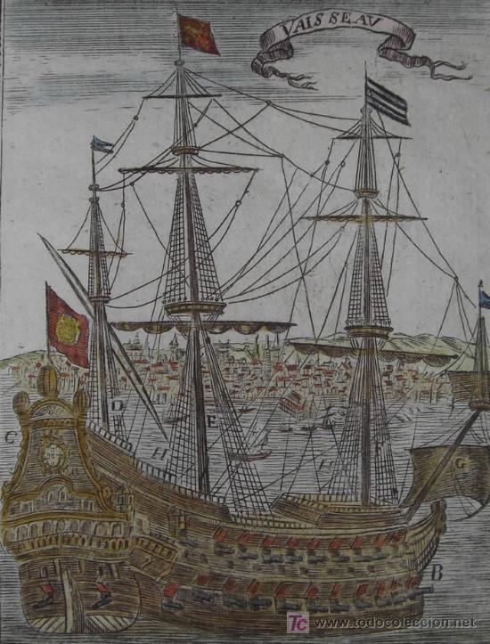 Arte: Grabado &ldquo;Gran barco de vela&rdquo; de Mallet, 1719 - Foto 4