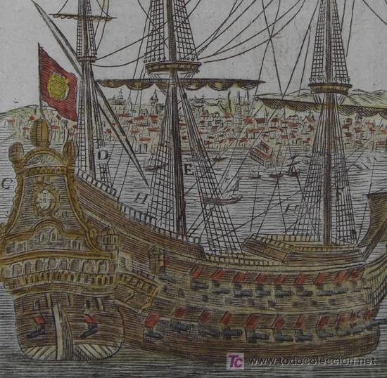 Arte: Grabado &ldquo;Gran barco de vela&rdquo; de Mallet, 1719 - Foto 6