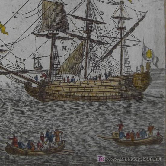 Arte: Grabado &ldquo;Barco de vela&rdquo; de Mallet, 1719 - Foto 4