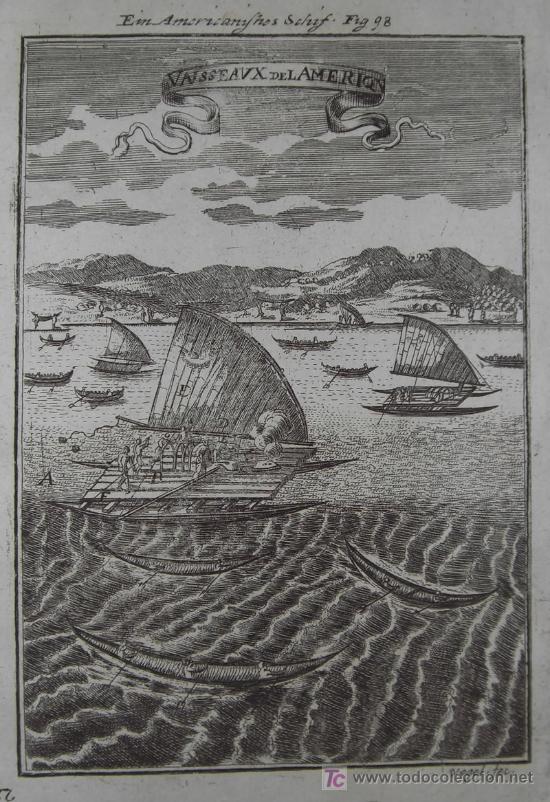 Arte: Grabado &ldquo;Barcos de Am&eacute;rica&rdquo; de Mallet, 1719 - Foto 3