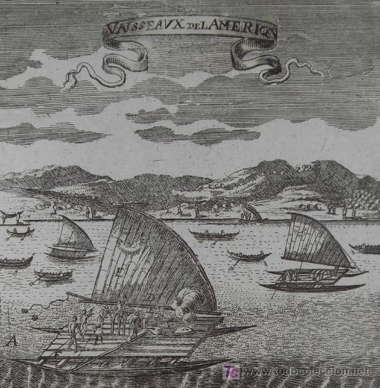 Arte: Grabado &ldquo;Barcos de Am&eacute;rica&rdquo; de Mallet, 1719 - Foto 4
