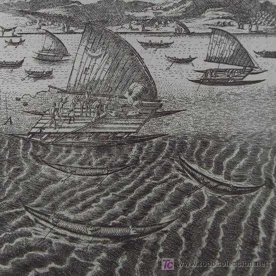 Arte: Grabado &ldquo;Barcos de Am&eacute;rica&rdquo; de Mallet, 1719 - Foto 5