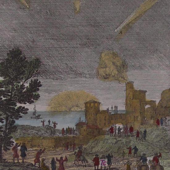 Arte: Grabado de Cometas de Mallet, 1683 - Foto 1