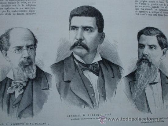 Arte: MEJICO.GOBIERNO.PORFIRIO DIAZ.LUIS VALLARTA.VICENTE RIVA PALACIO